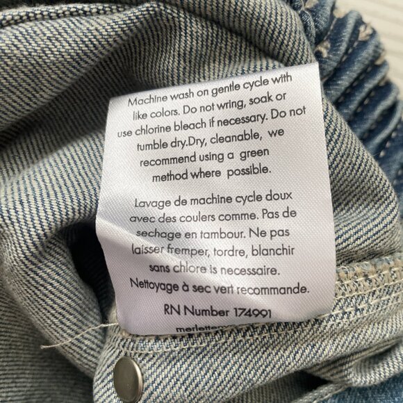 Merlette Women's Denim Shorts 32 Pollock Mid Blue Wash Wide Leg Jean Hi-Rise - Picture 6 of 9